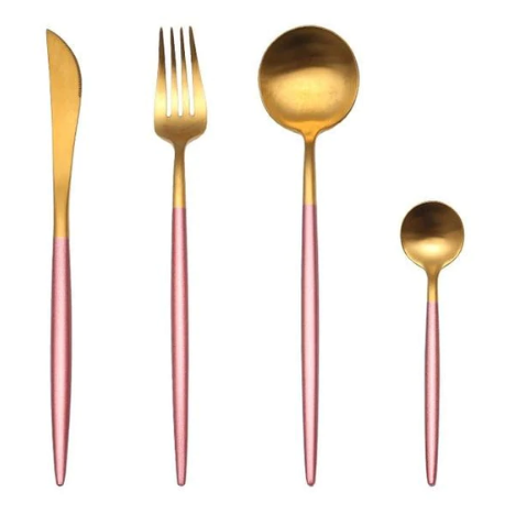 24-Piece Stainless Steel Gold-Silver Cutlery Set