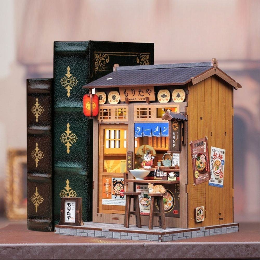 240-Piece DIY Ramen Restaurant Book Nook Kit with LED Light