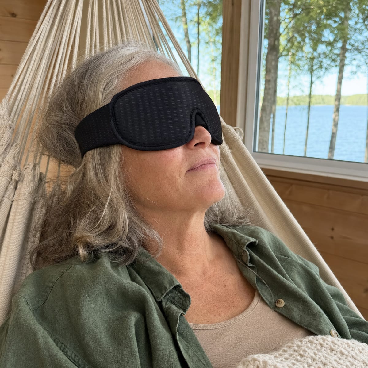 3D Sleep Mask in Polyester & Memory Foam - Contoured Eye Mask with Adjustable Strap for Rest & Travel