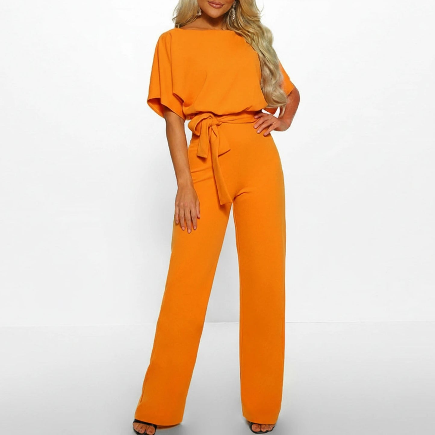 Women's Belted Wide Leg Jumpsuit