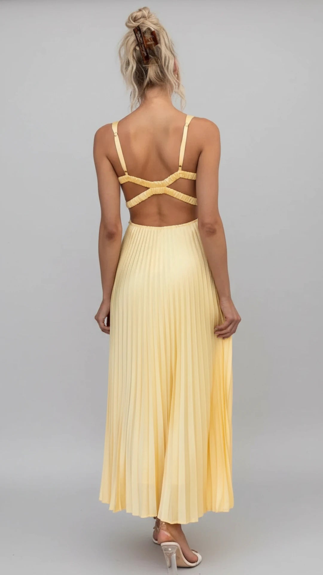 Pleated A-Line Maxi Dress for Women