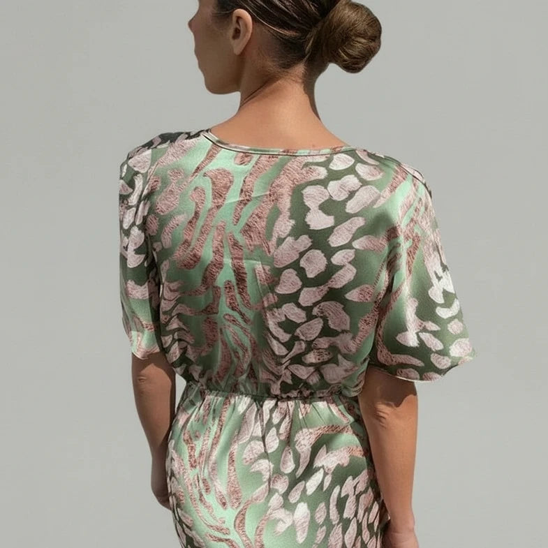 Printed V-Neck Midi Dress for Women