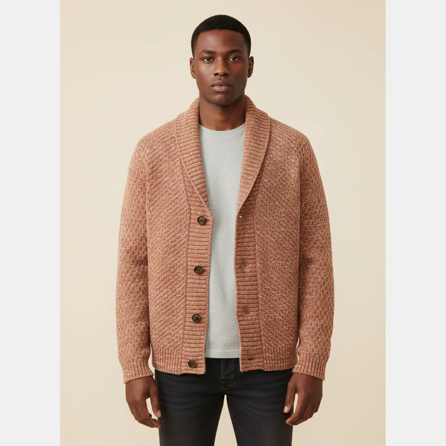 Shawl Collar Knit Sweater for Men