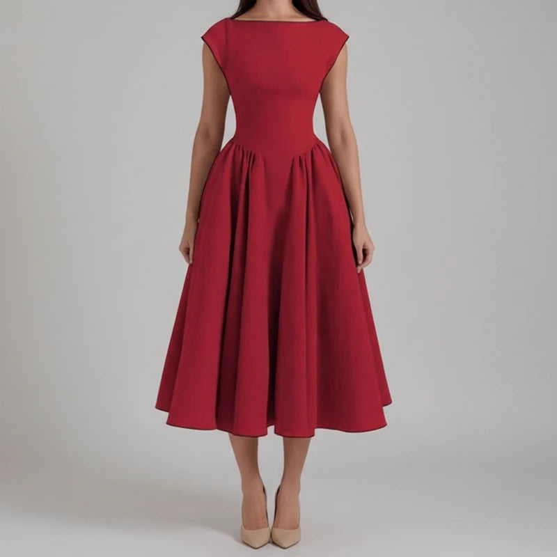 Nina | Women's Sleeveless A-Line Midi Dress