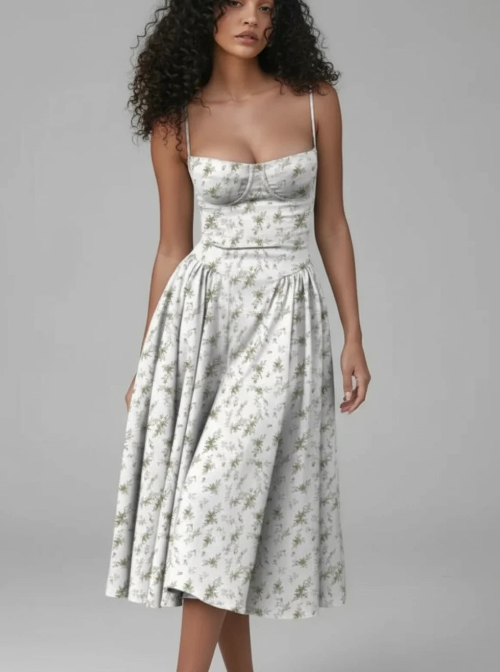 Spaghetti Strap A-Line Midi Dress for Women