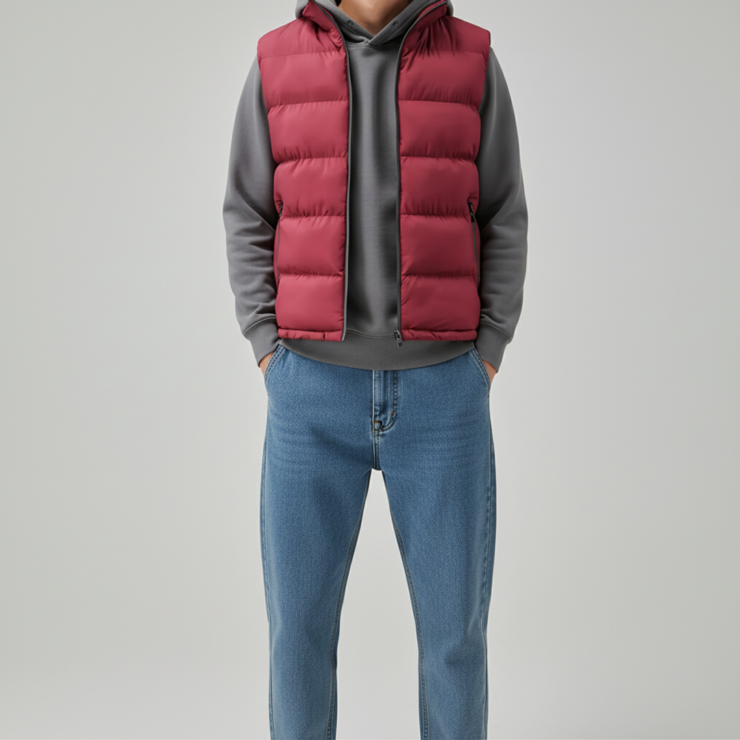 Zip Up Padded Puffer Vest for Men