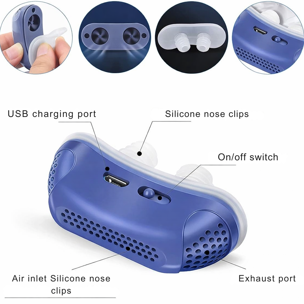 Anti-Snoring Nasal Device with Airflow | Compact Breathing Aid without Mask | USB Rechargeable | MicroBreath