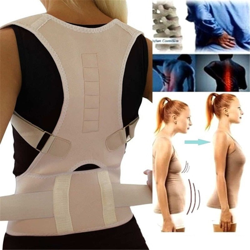 Back Support with Posture Correction and Magnetic Therapy