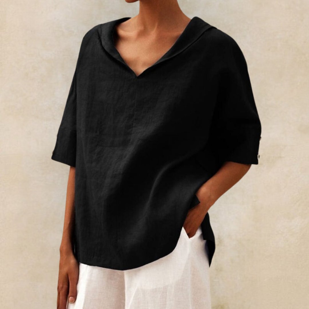 Image of Bella | Women's V-Neck Relaxed Fit Blouse