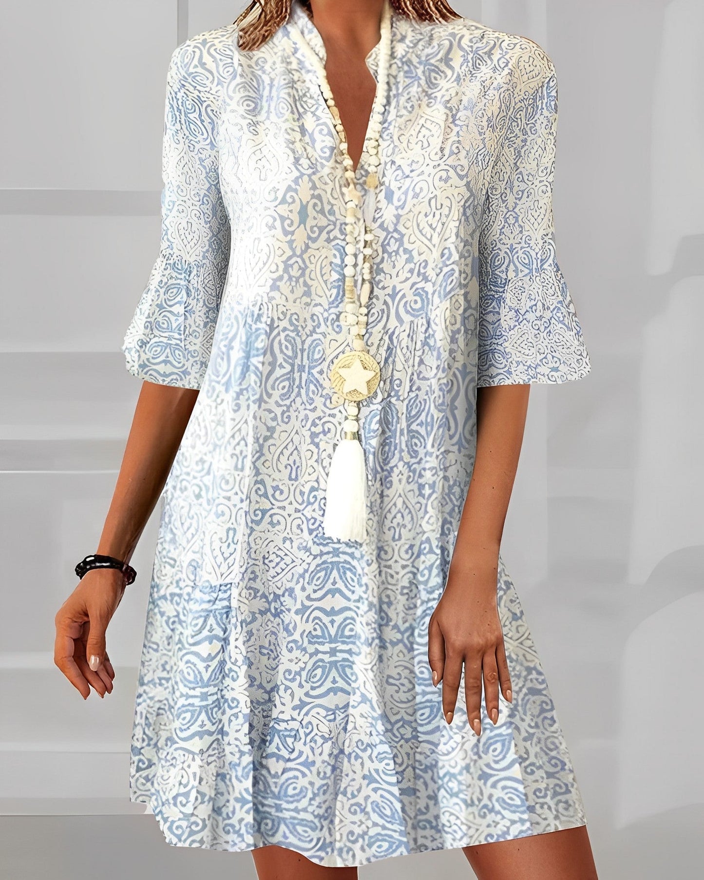 Image of Bonnie | Women's V-Neck A-Line Mini Dress