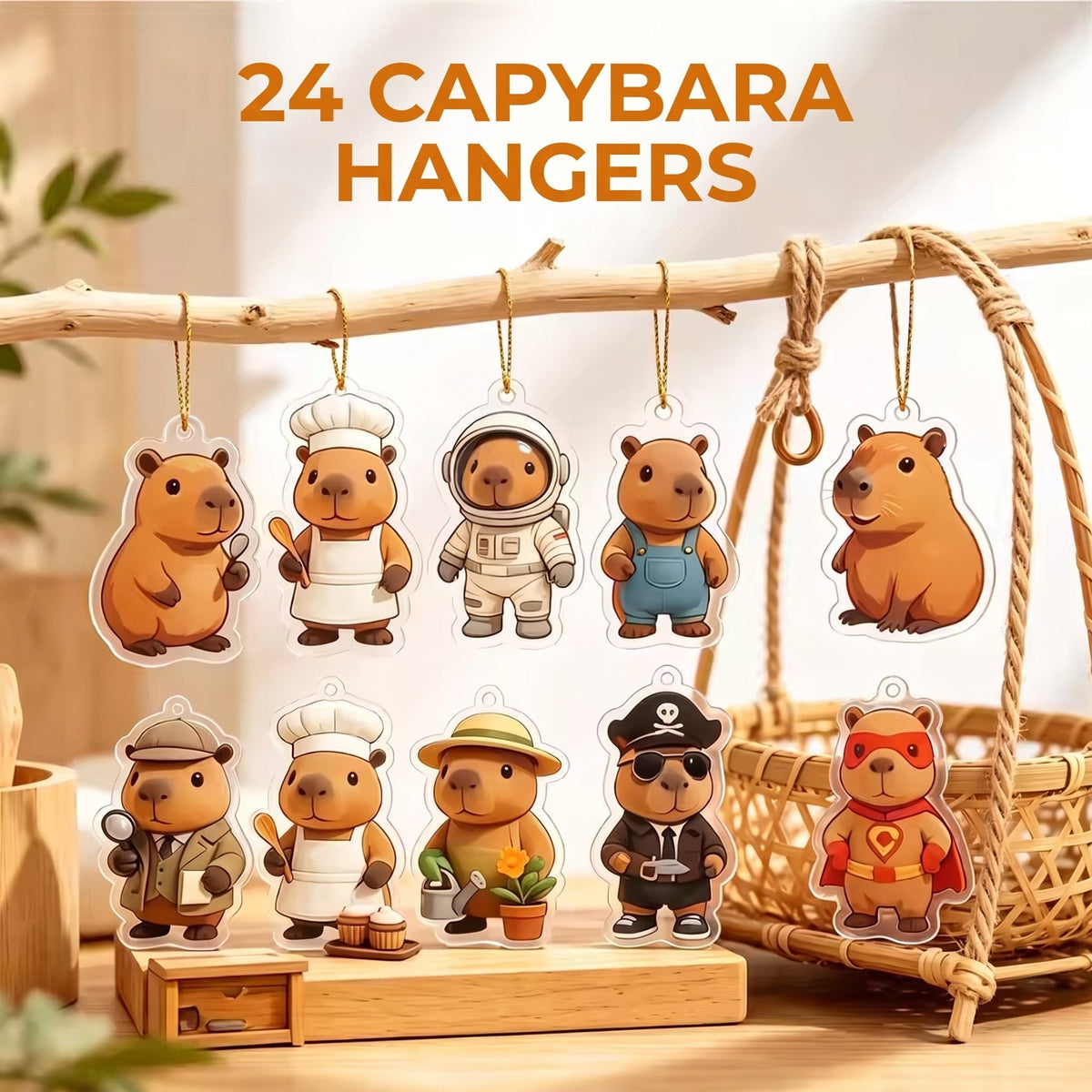Capybara Advent Calendar 2026 - 24 Acrylic Christmas Tree Ornaments