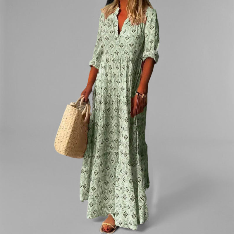 Image of Cassandra | Women's V-Neck Boho Maxi Dress