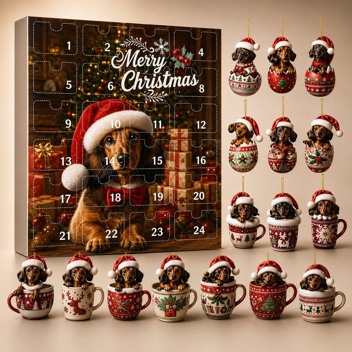 Dachshund Advent Calendar with 24 Dog-Themed Surprises