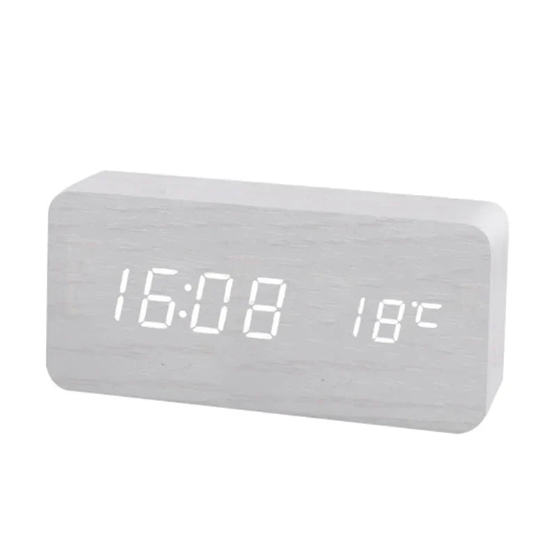 FleekFit | Digital Wooden Alarm Clock | LED Display, Silent Operation