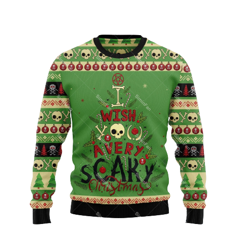 GrungeFest Christmas Sweater - Skull Print Sweater