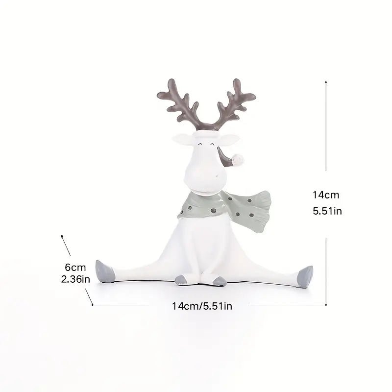 Handmade Reindeer Figurine with Scarf for Festive Christmas Decoration