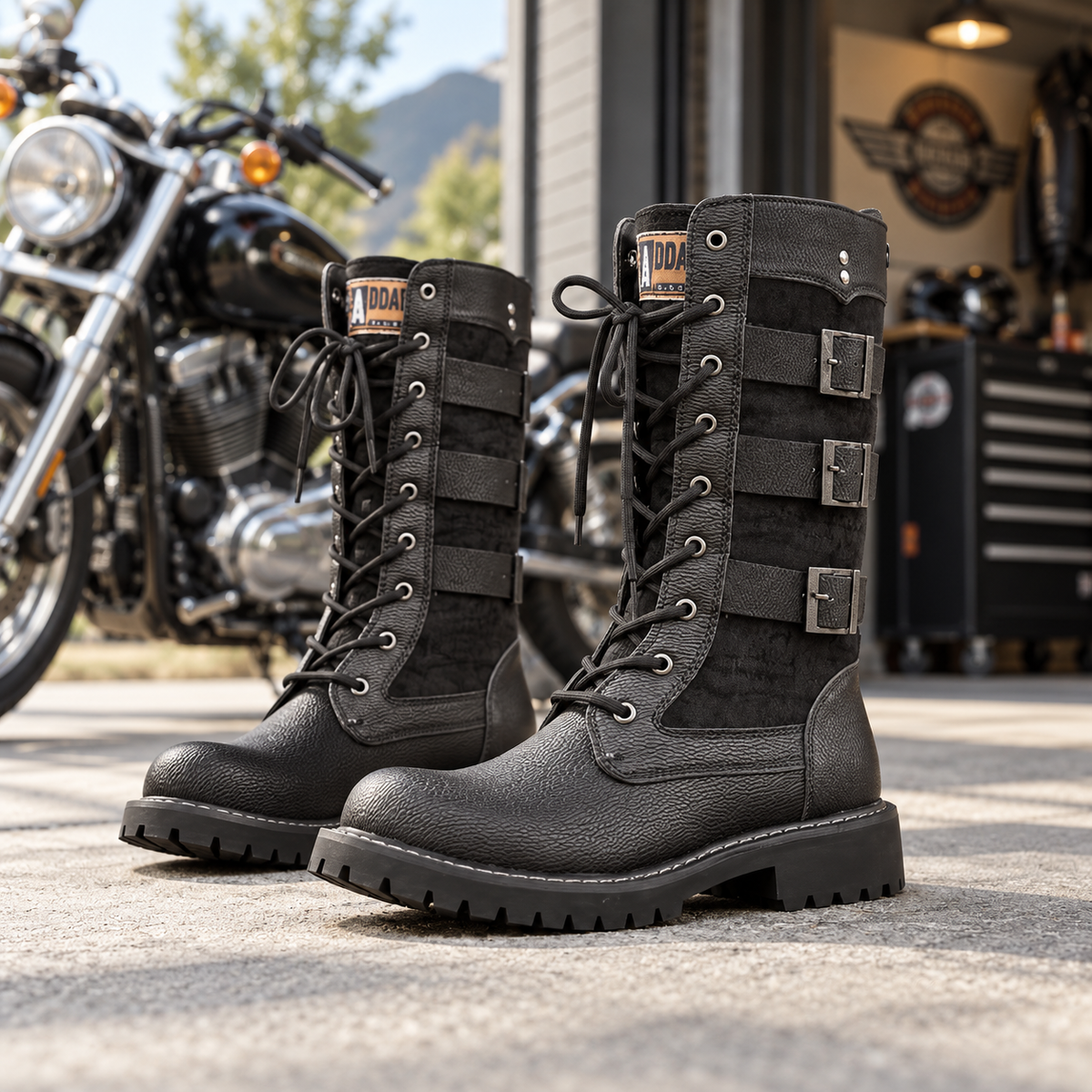 High-Top Motorcycle Boots