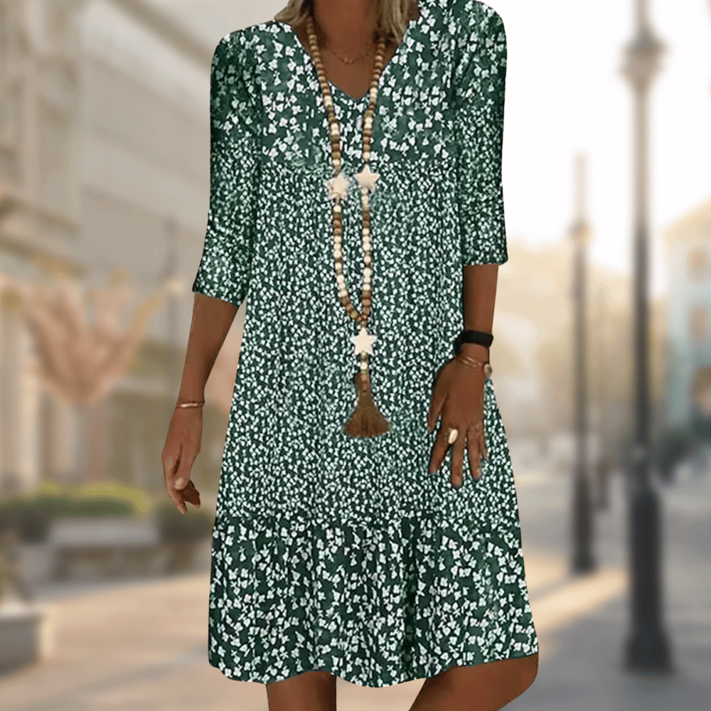 Image of Jamie | Women's V-Neck A-Line Midi Dress