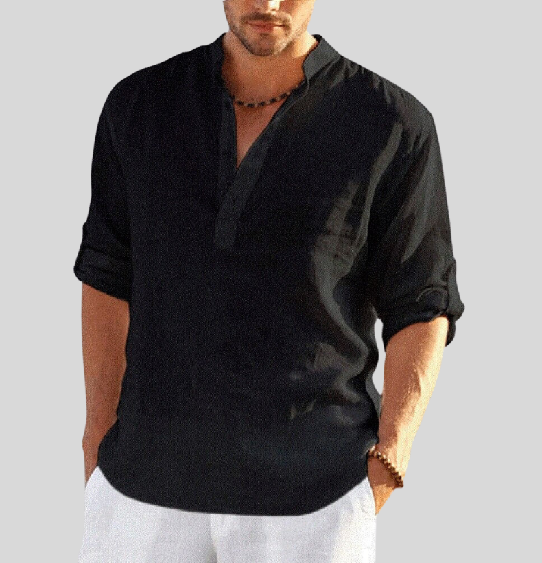 Image of Kelvin | Men's Long Sleeve Henley Shirt