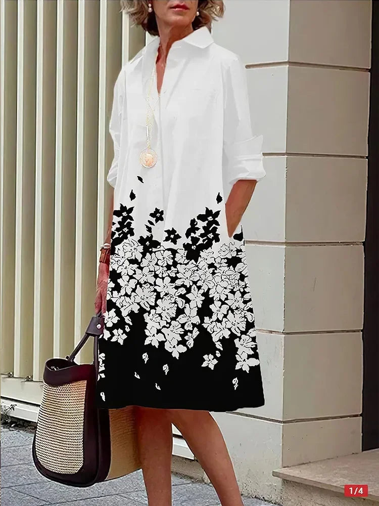 Linda | Women's Button-Down A-Line Midi Dress - Image 1