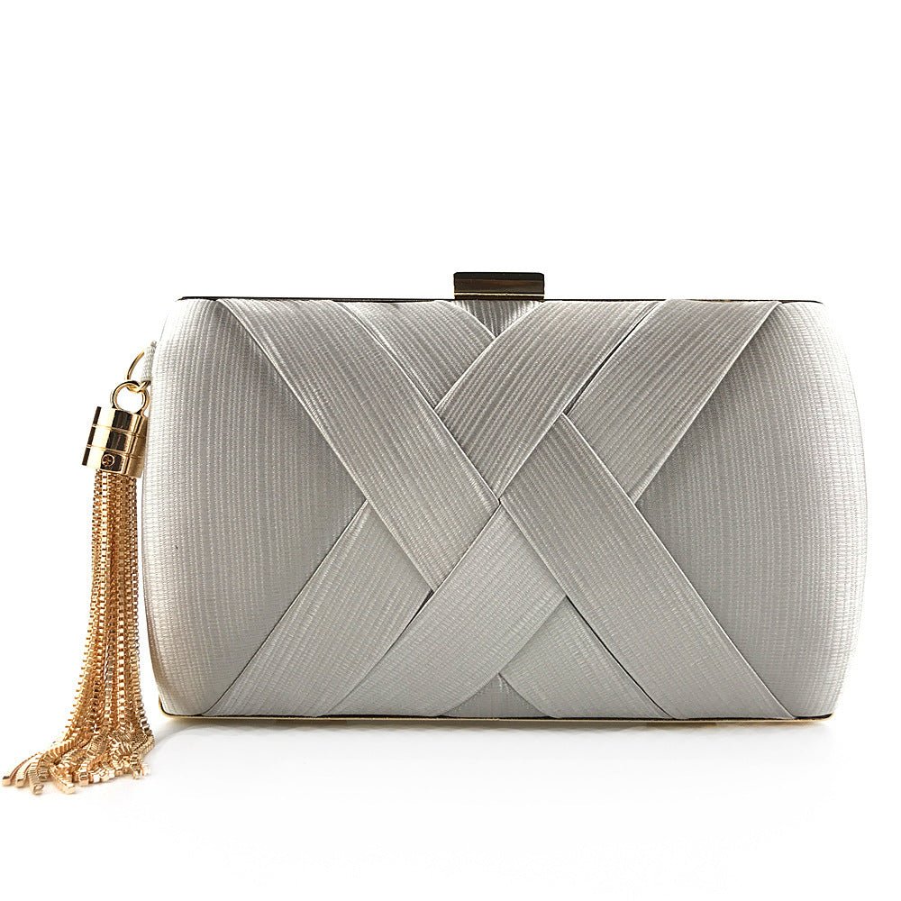Luxury Evening Clutch | Satin Bag with Tassels for Classic and Modern Elegance