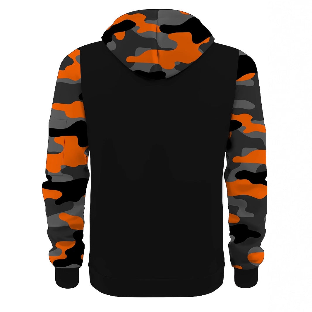 Men's Athletic Hooded Jacket with Camouflage Sleeves