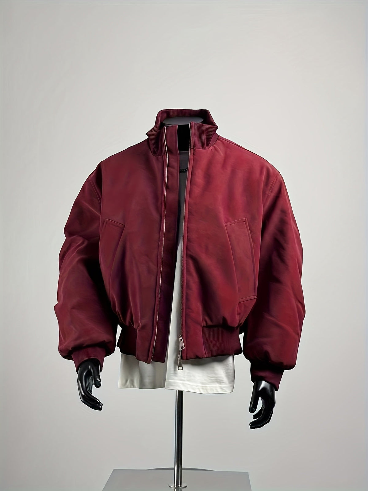 Men's Casual Stand-Collar Zip-Up Bomber Jacket