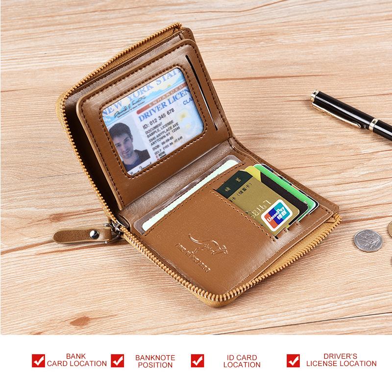 Men's Genuine Leather Zip Wallet with RFID Blocking