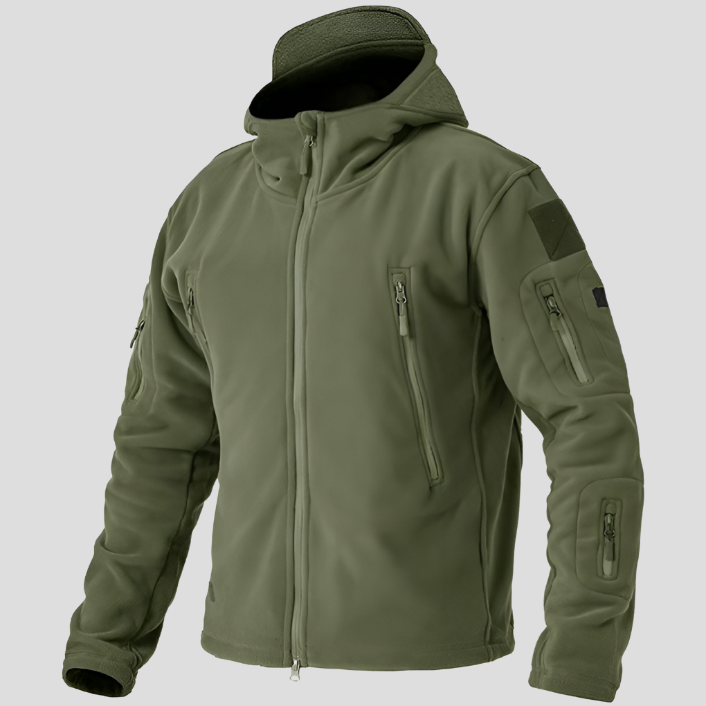 Men's Hooded Fleece Jacket with Multiple Zip Pockets