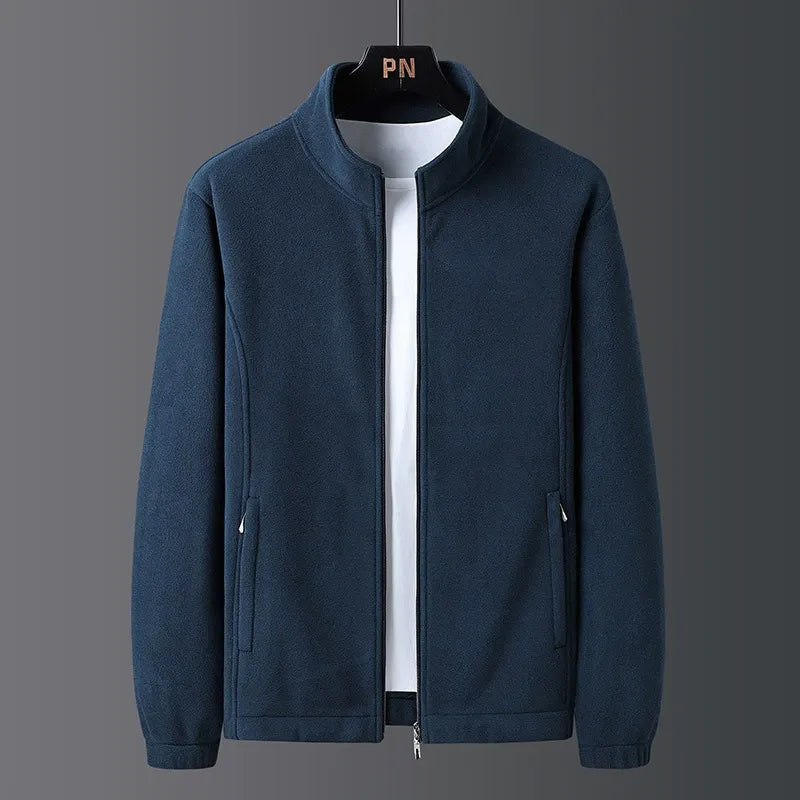 Men's Regular-Fit Stand-Up Collar Full-Zip Jacket with Elasticated Hem and Pockets
