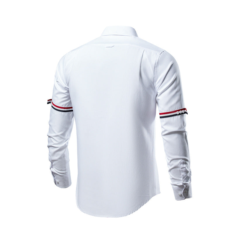 Men's Tailored Oxford Business Shirt with Button-Down Collar, Chest Pocket, and Distinctive Cuff Detail