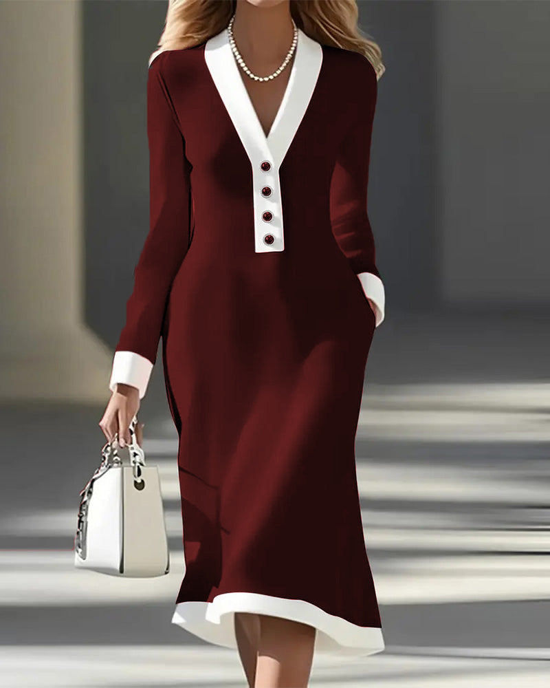 Image of Miley | Women's V-Neck Midi Dress