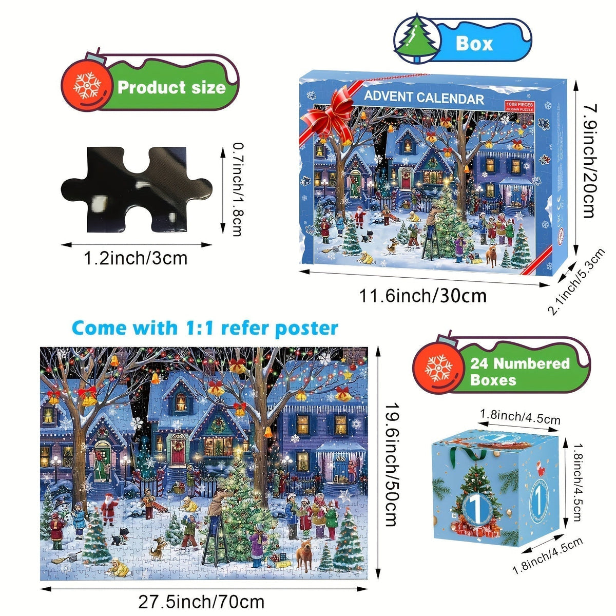 Modern Christmas Village Jigsaw Puzzle Advent Calendar