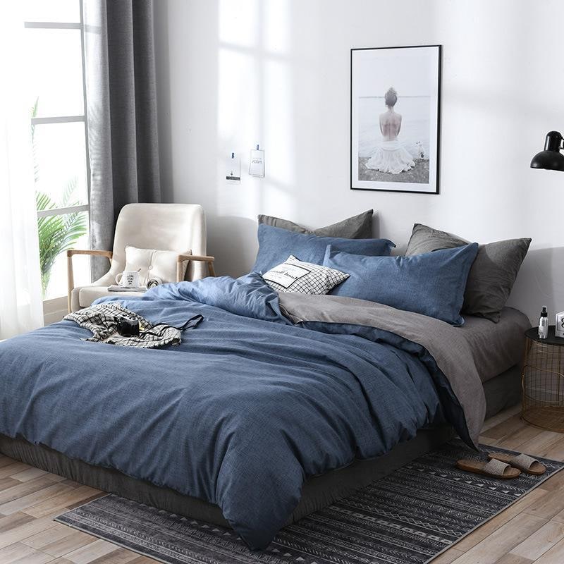 Reversible Cotton Duvet Cover Set in Soft Matte Fabric