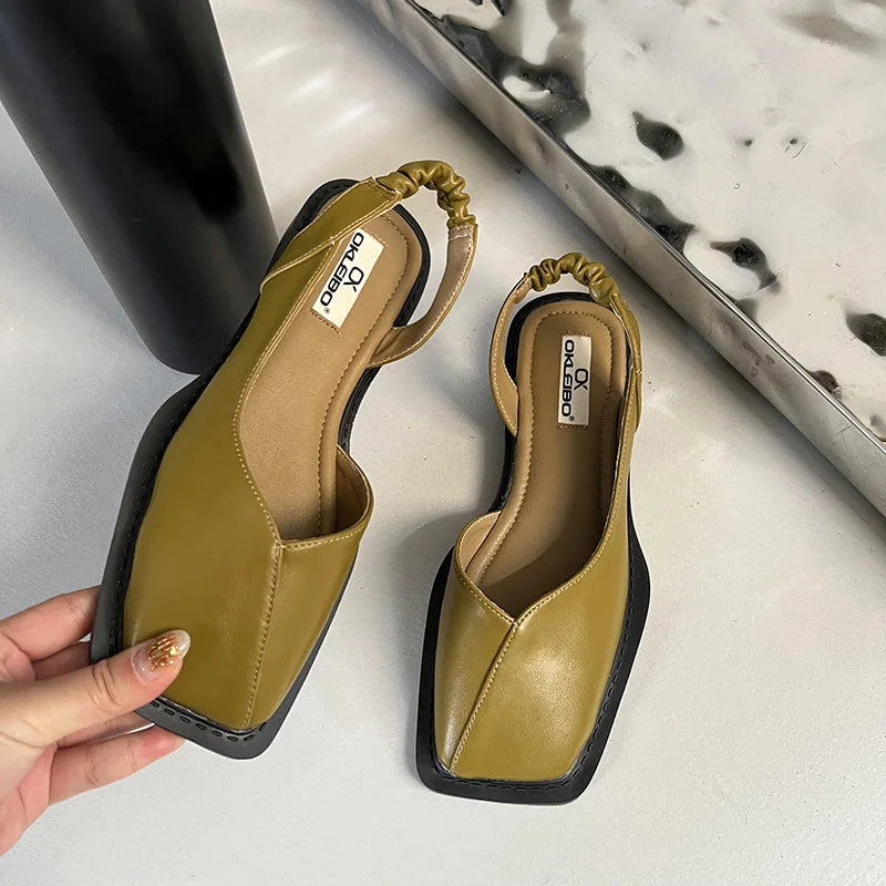 Image of Serena | Women's Square Toe Slingback Flats Sandals
