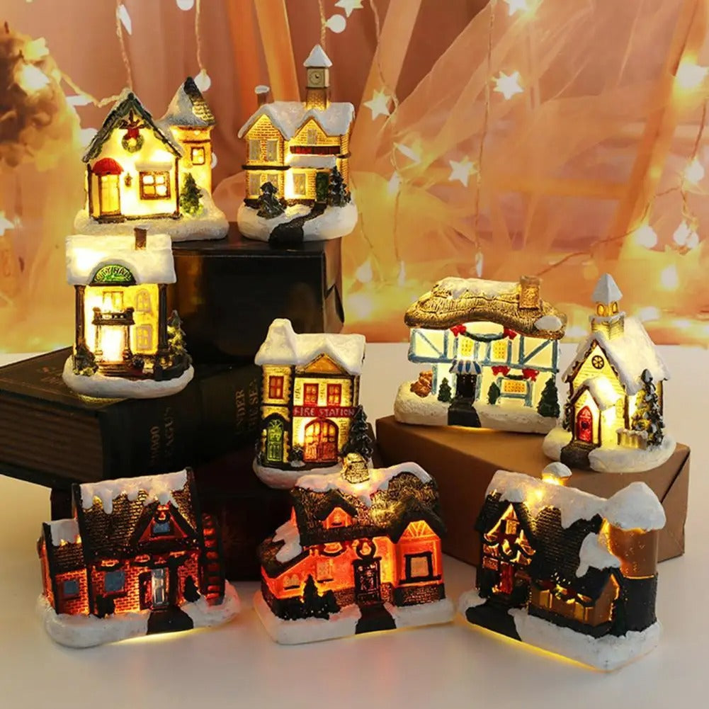 Set of 6 LED Christmas Village Houses