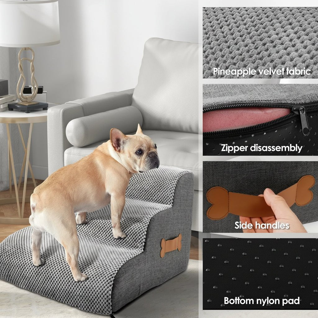 Soft Dog Stairs for Bed with Joint-Friendly Slope