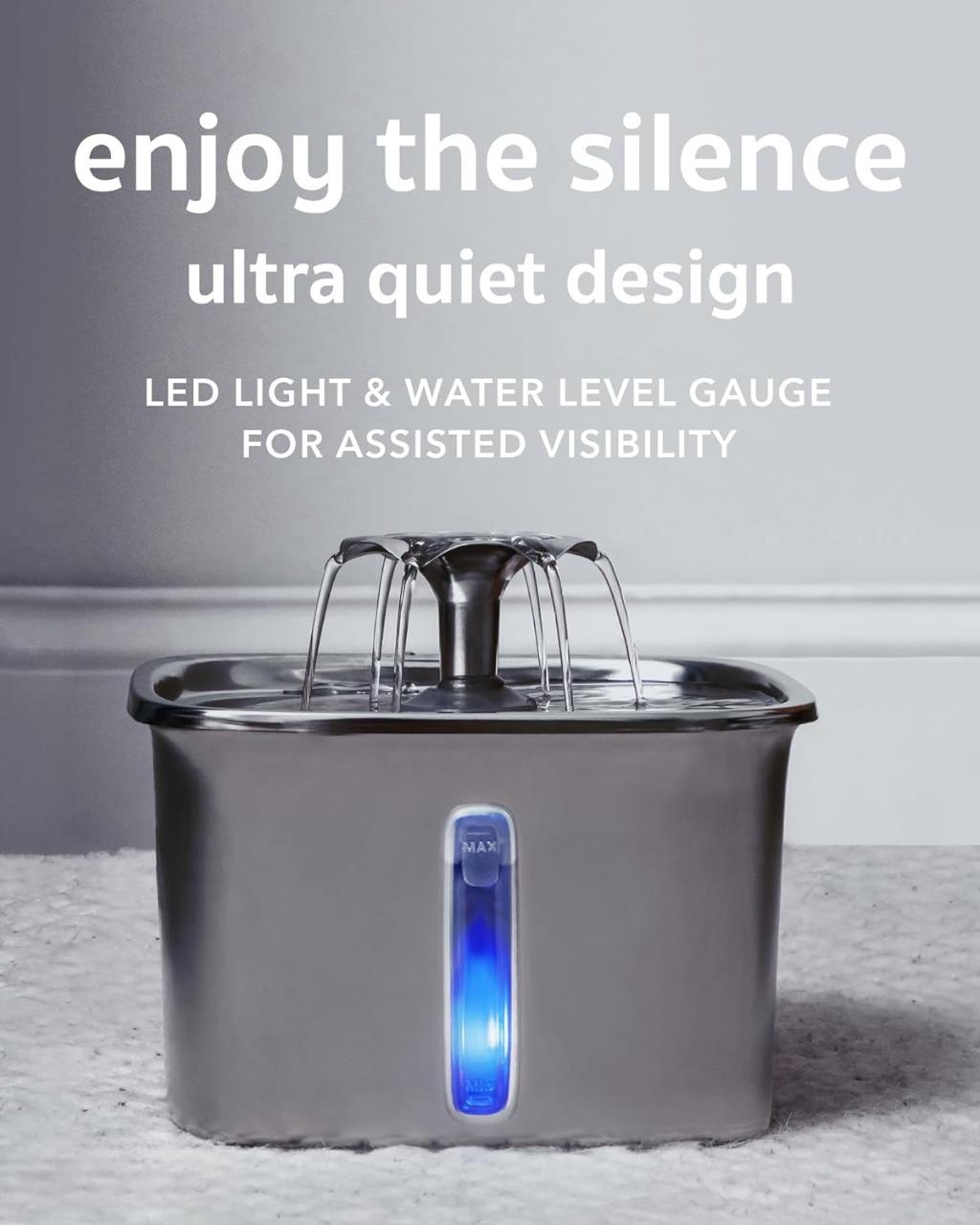 Stainless Steel Cat Water Fountain with Filtration