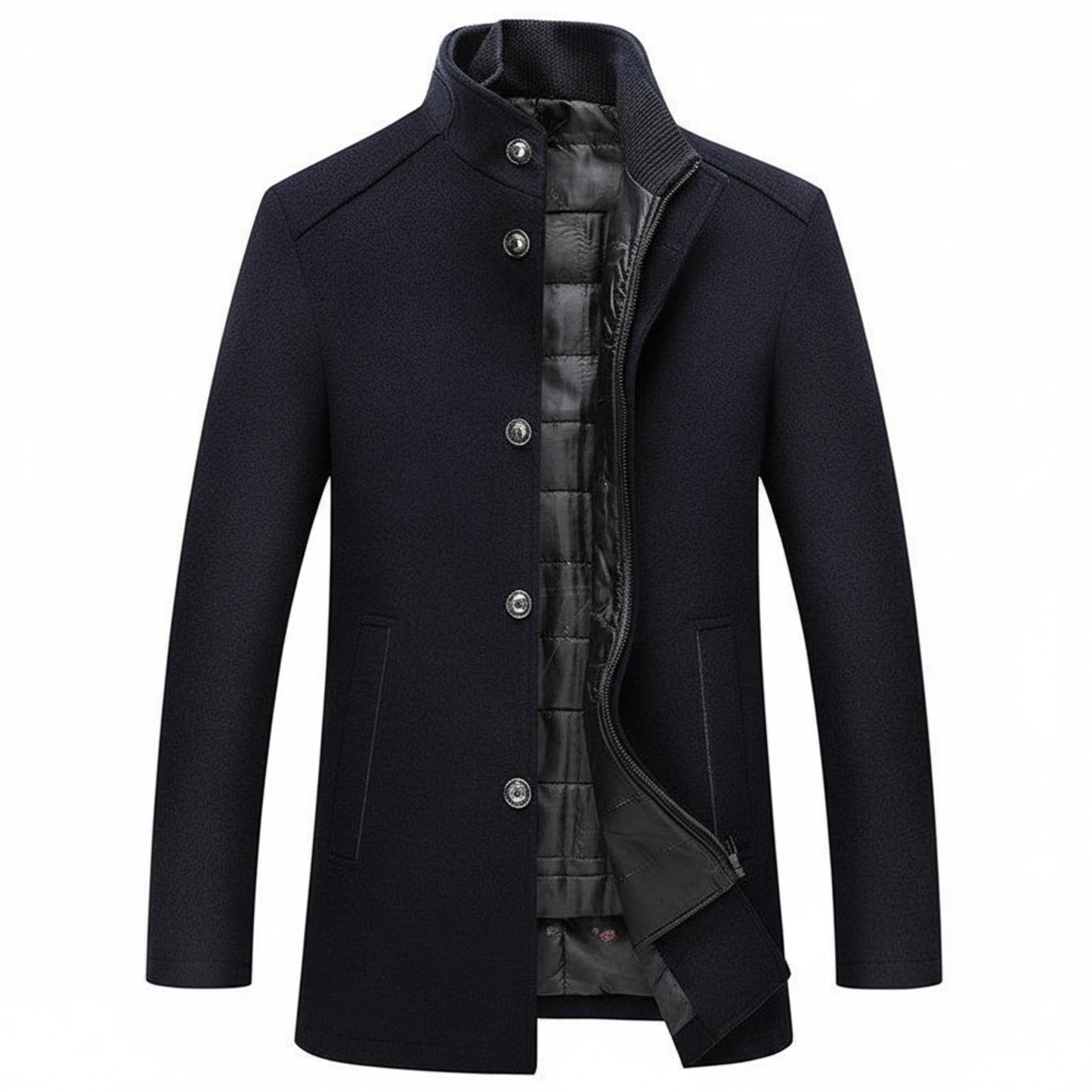 Stand Collar Mid-Length Winter Coat for Men