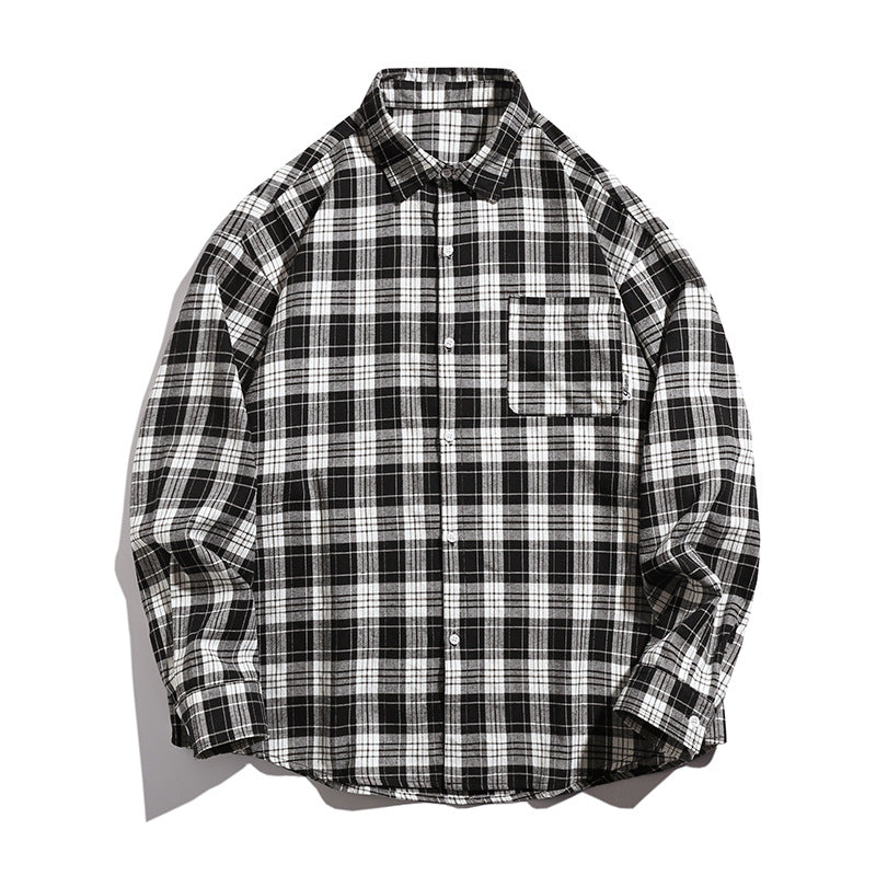 Unisex Classic Fit Checked Cotton Flannel Shirt with Chest Pocket