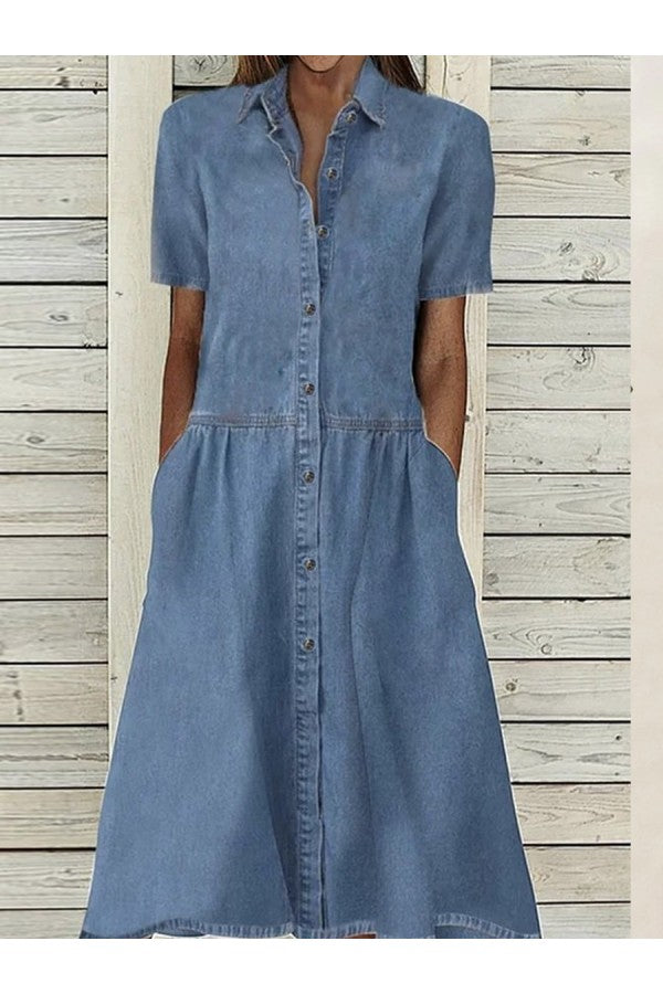 Image of Vicki | Women's Button-Down Denim Midi Dress