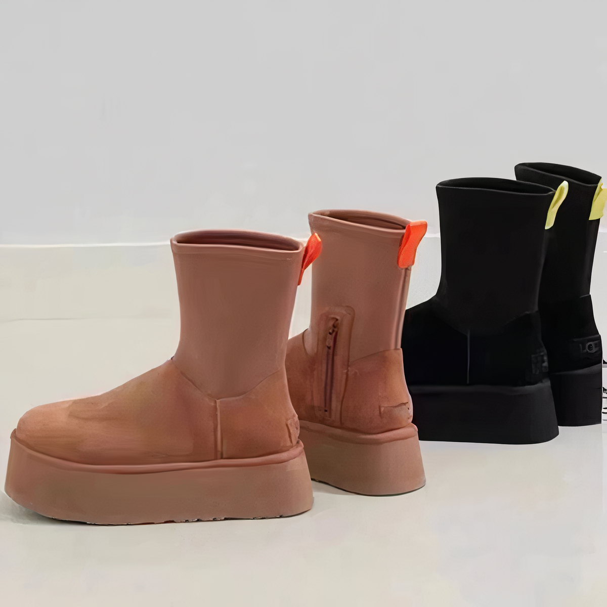 Women's Boots with Smooth Shaft and Side Zipper