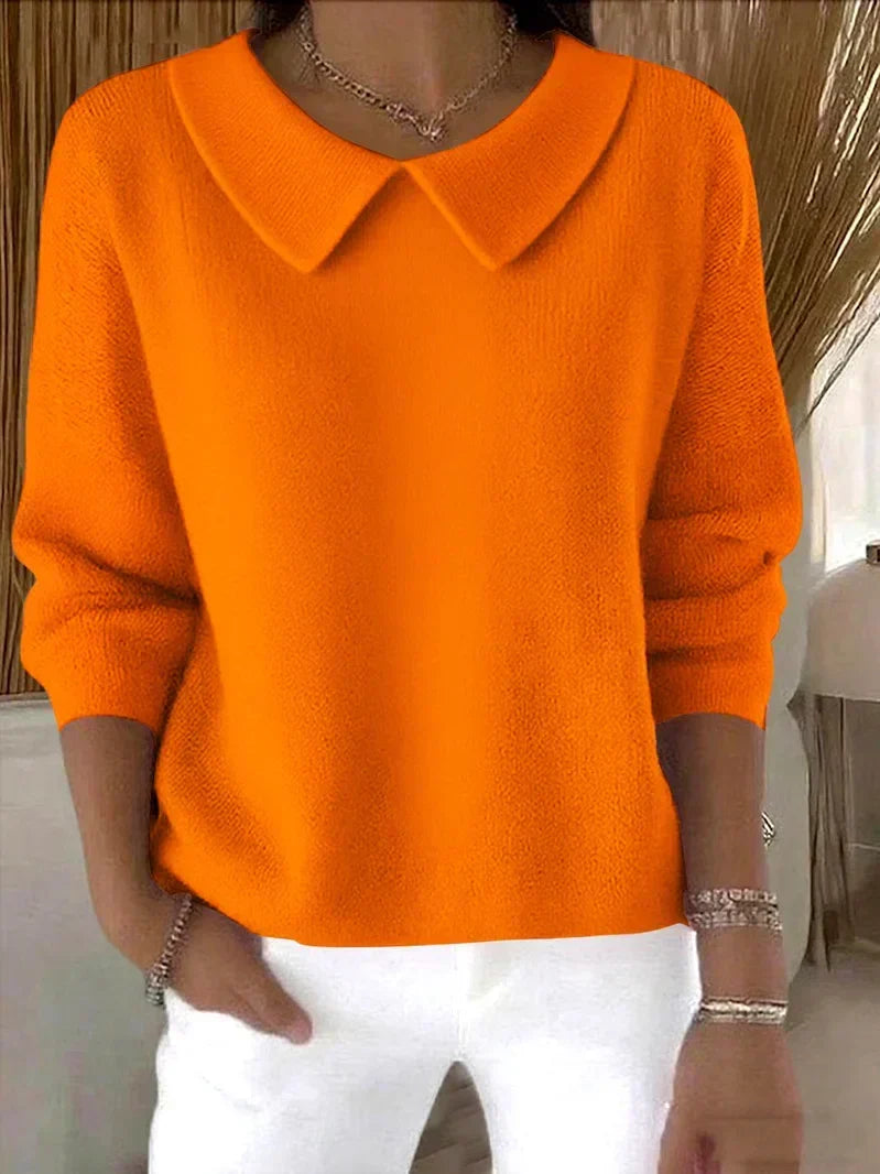 Women's Collared Sweater - Classic Long-Sleeve Knit Sweater