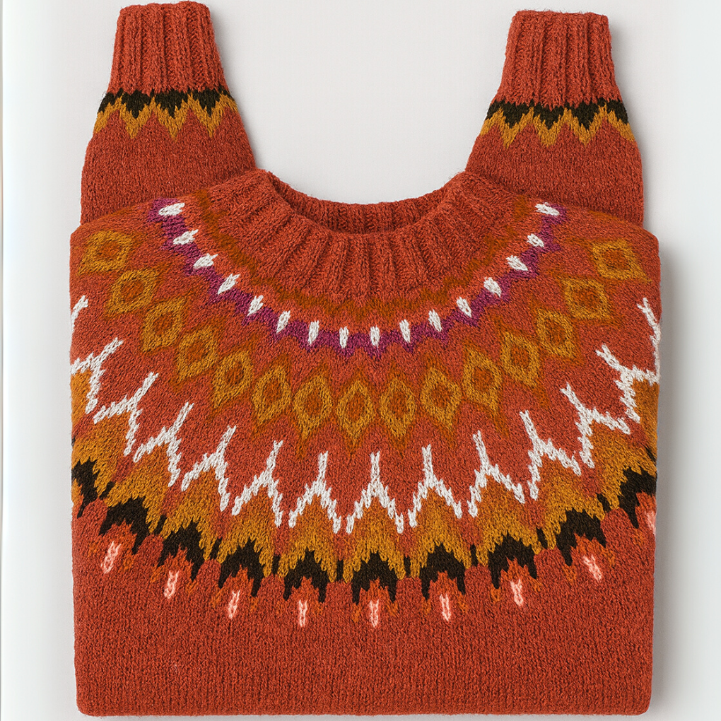 Women's Fair Isle Turtleneck Sweater with Circular Yoke