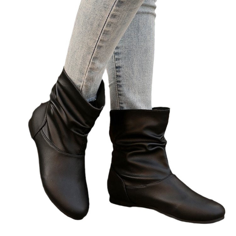 Women's Fashionable Ankle Boots with Elegant Ruched Design and Soft Upper