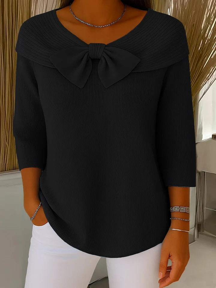 Women's Fitted Sweater with Bow Detail in a Soft Fabric Blend