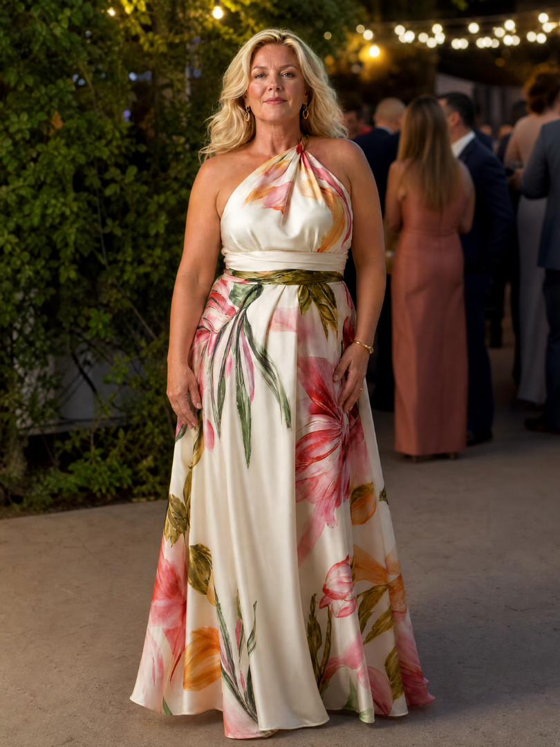 Women's Halter A-Line Maxi Dress