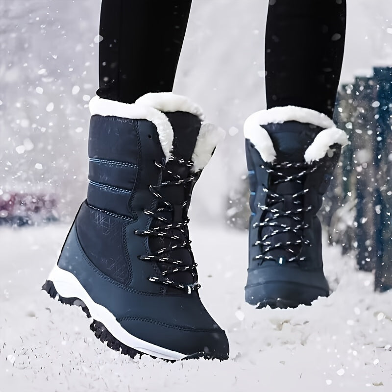 Women's Lined Winter Boots - Waterproof and Non-Slip