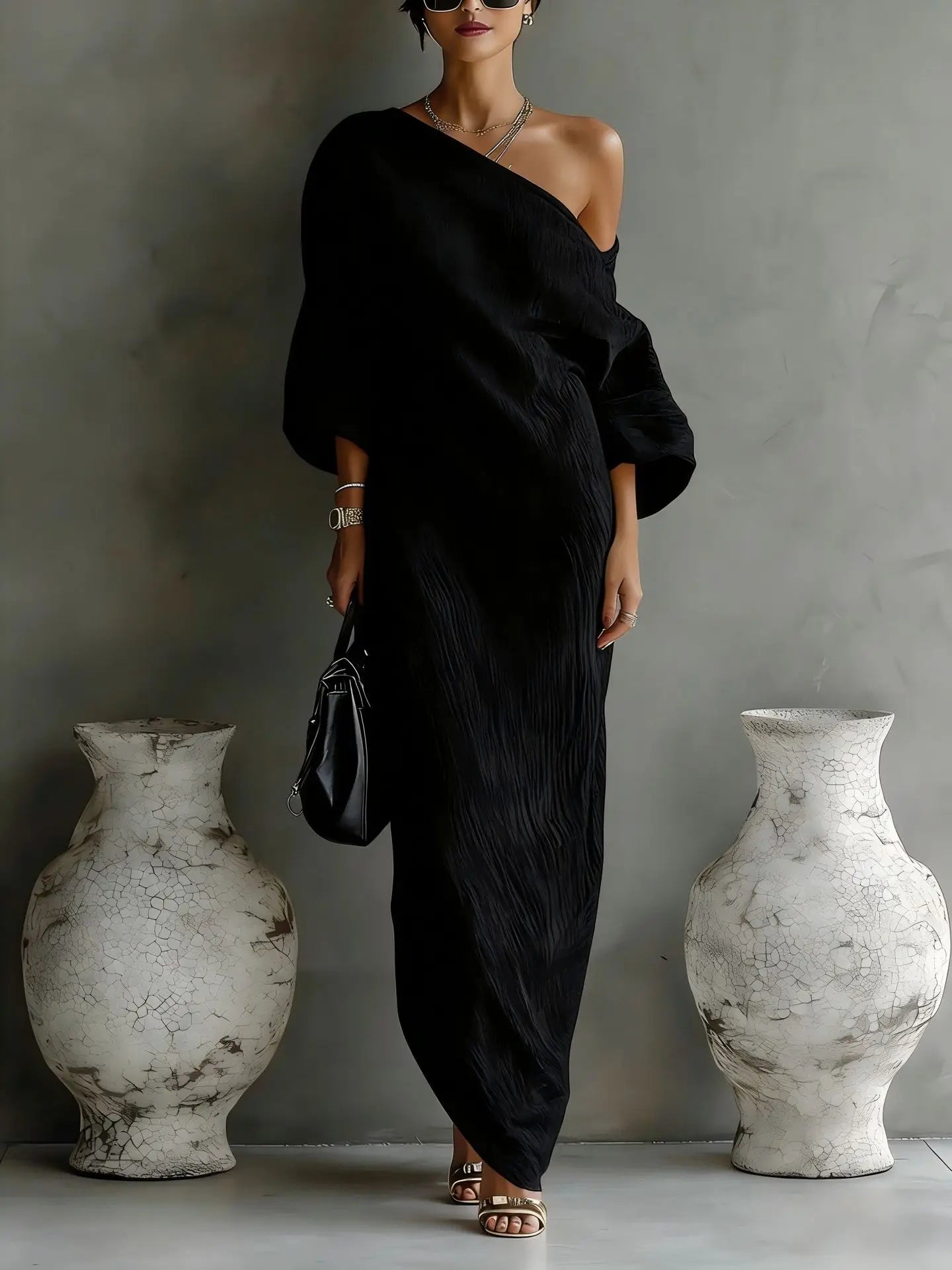 Women's Linen Off-Shoulder Maxi Dress