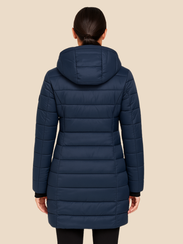 Women's Long Padded Coat | Fitted Hooded Water-Repellent Winter Jacket